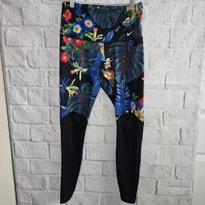Nike Power Hype Femme 7/8 Floral Mesh Leggings Medium